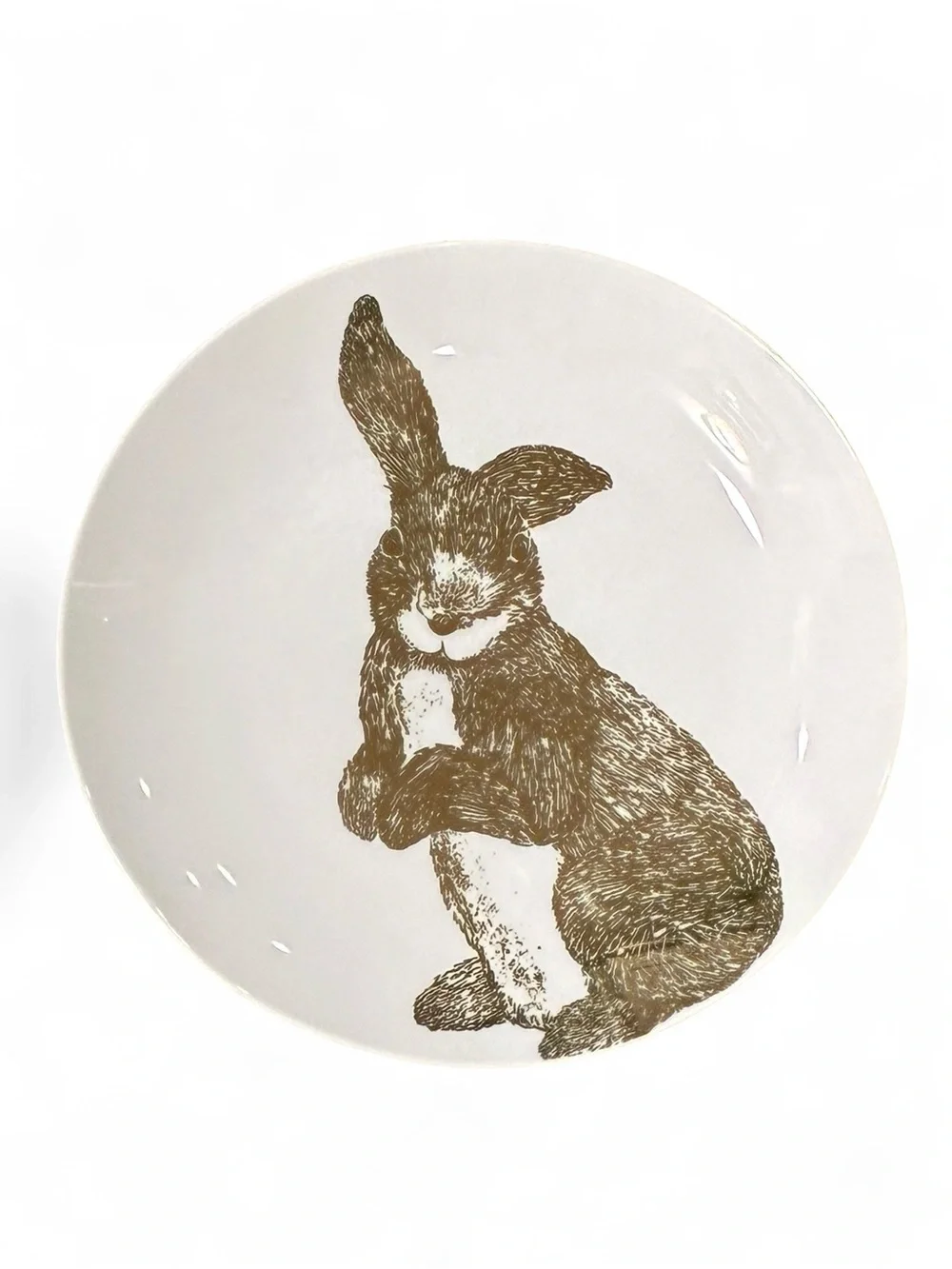 Pier 1 Gold Rabbit Porcelain Salad Plates Set of 4 Easter Bunny Metallic Spring